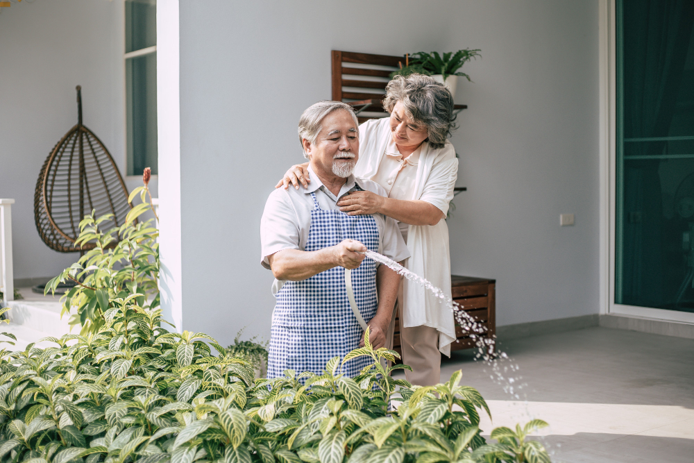 Asian couple planning for retirement