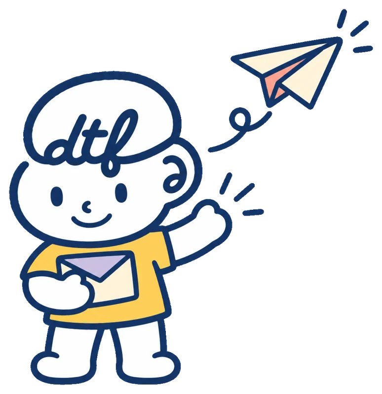 Ash launching a paper plane with an envelope